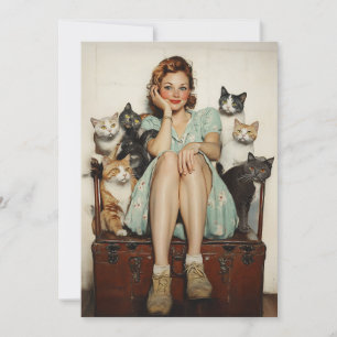 Die Retro Crazy Cat Lady Vibes Einladung