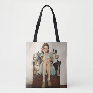 Die Retro Crazy Cat Lady Vibes Tasche