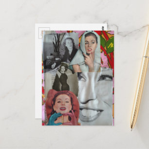 Die Retro-Frauen-Collage Postkarte