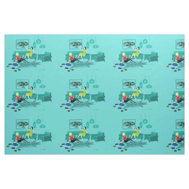 Die Retro Nacht des Mädchens im Gewebe Stoff (Fat Quarter (45,7 x 55,9 cm))
