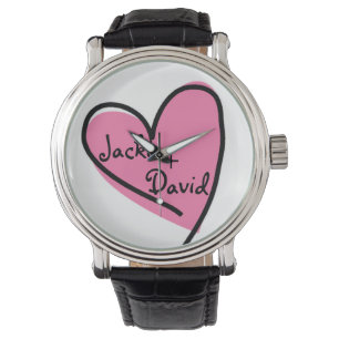 Die Retro-Uhr des rosa Herzens Lover Armbanduhr