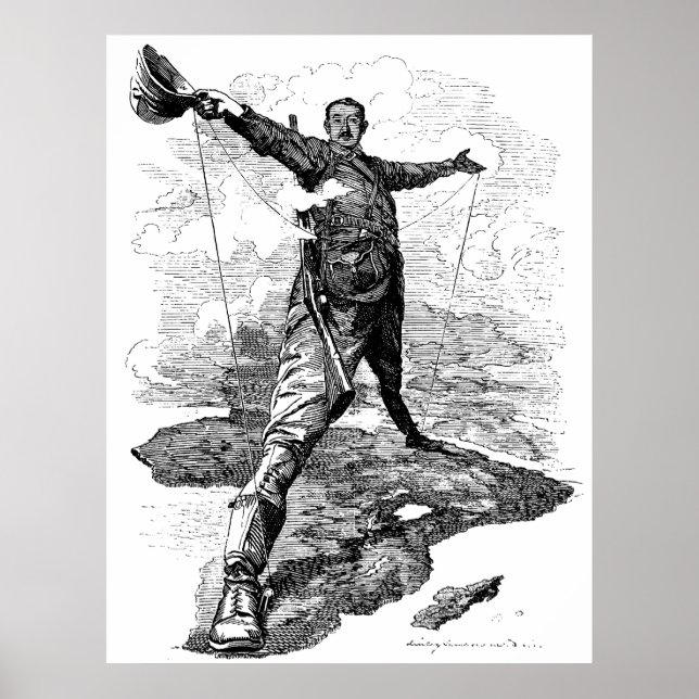 Die Rhodes Kolossus-Karikatur von Edward Sambourne Poster (Vorne)