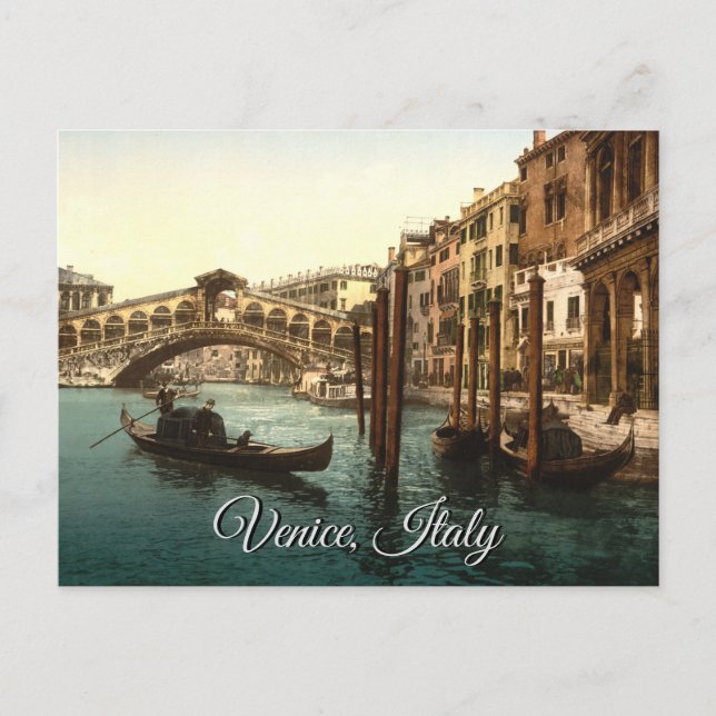 Die Rialto-Brücke Venedig Italien Grand Canal Postkarte (Vorderseite)