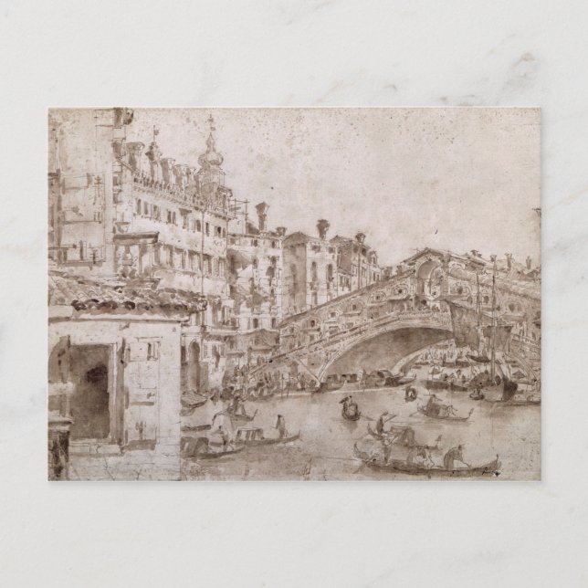 Die Rialto-Brücke, Venedig Postkarte (Vorderseite)