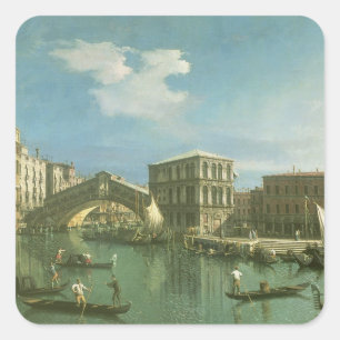 Die Rialto Brücke, Venedig Quadratischer Aufkleber