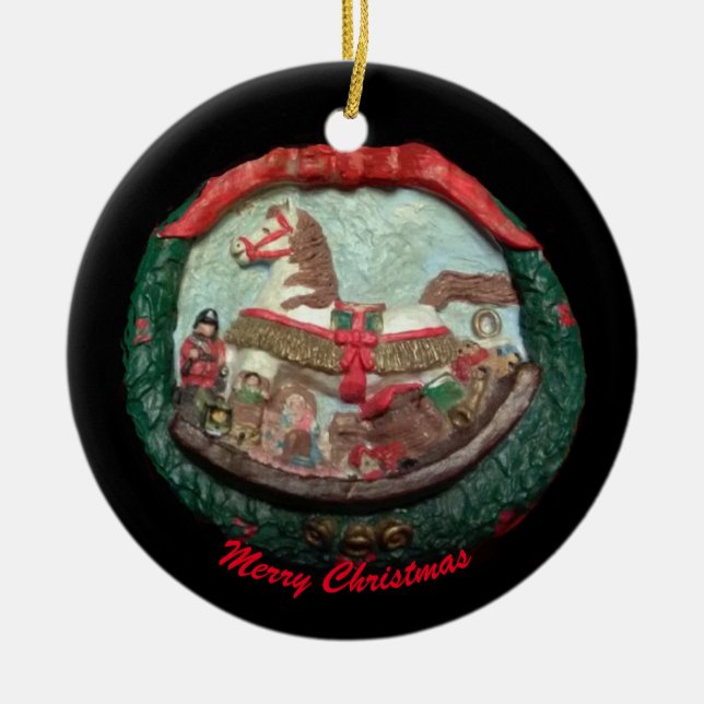 DIE ROCKINGHORSE-ORNAATION KERAMIK ORNAMENT (Vorne)