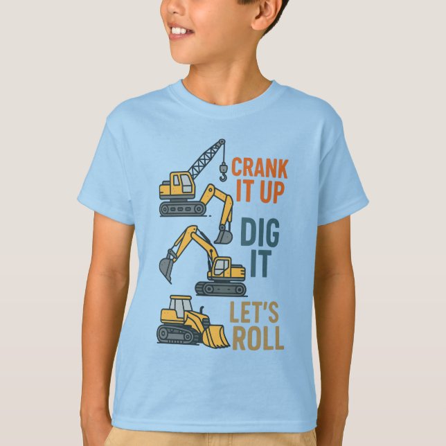 Die Roll-Baumaschine Lasse den Graph nach oben. T-Shirt (Vorderseite)