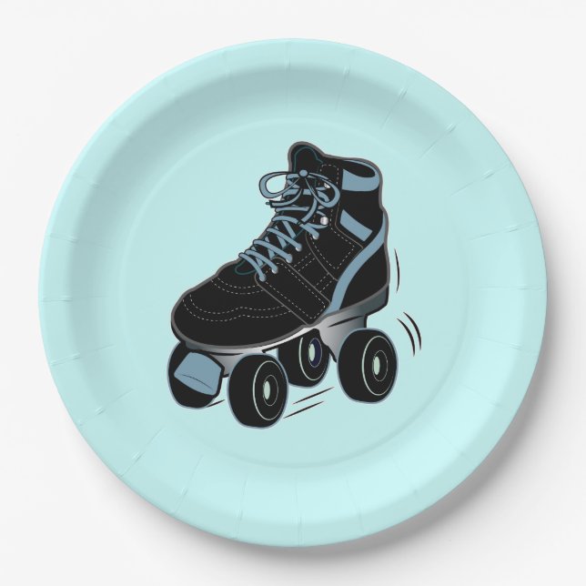 Die Rollen-Skate des Jungen im Blau Pappteller (Vorderseite)