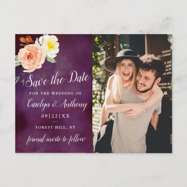 Die Romantik der blühenden Hochzeitskollektion Ankündigungspostkarte (Vorderseite)