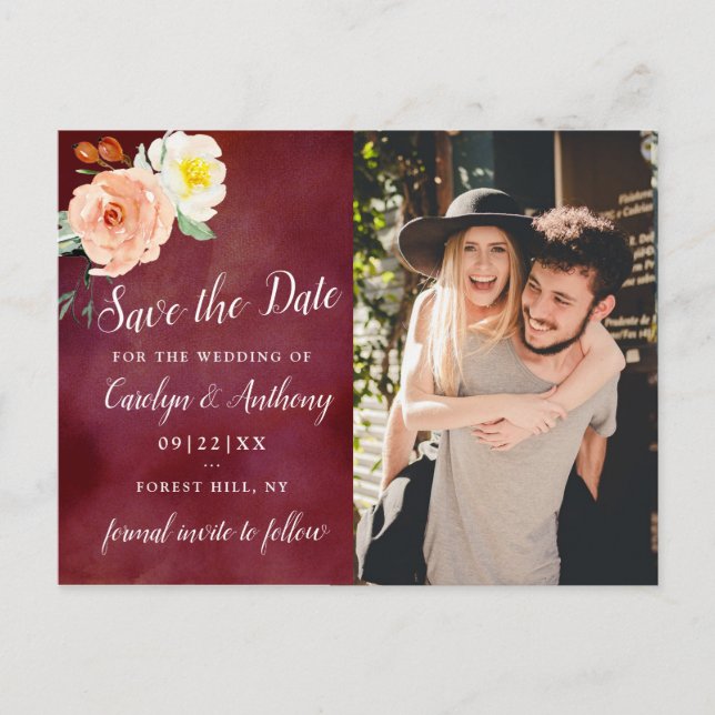 Die Romantik der blühenden Hochzeitskollektion Ankündigungspostkarte (Vorderseite)