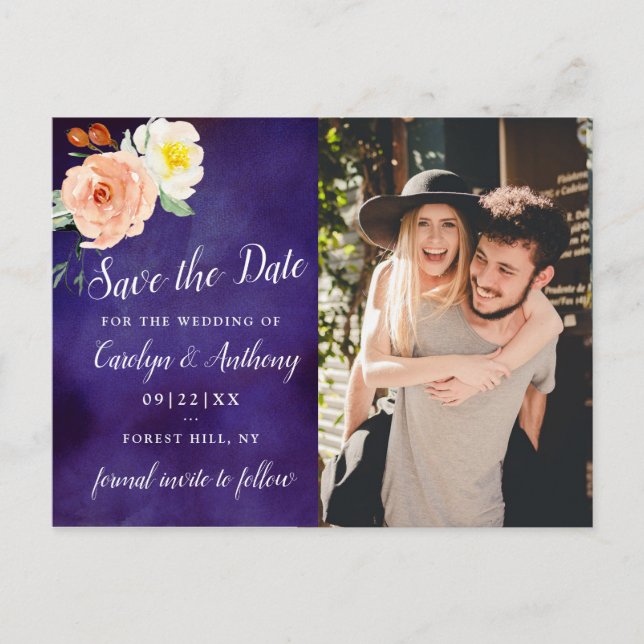 Die Romantik der blühenden Hochzeitskollektion Ankündigungspostkarte (Vorderseite)
