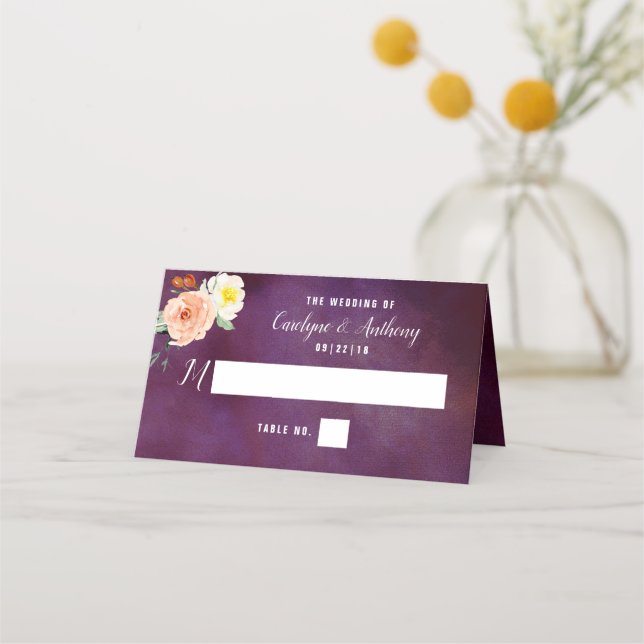 Die Romantik der blühenden Hochzeitskollektion Platzkarte (Vorderseite)