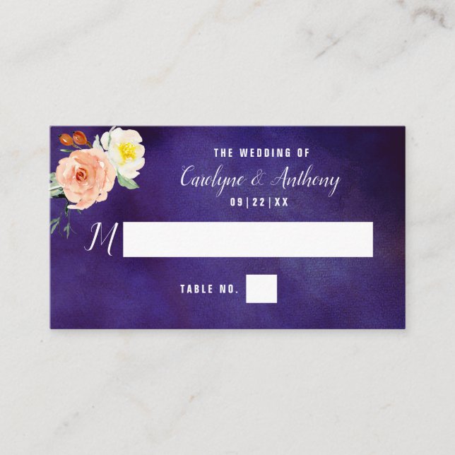 Die Romantik der blühenden Hochzeitskollektion Platzkarte (Vorderseite)