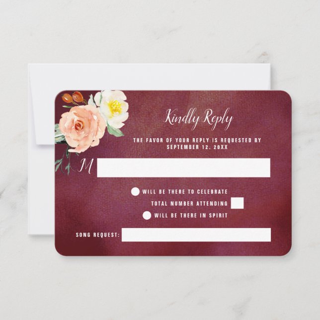 Die Romantik der blühenden Hochzeitskollektion RSVP Karte (Vorderseite)