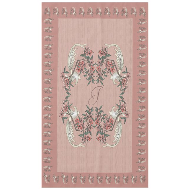 Die Romantik von Seide mit Monogramm 60" x 104" Pe Tischdecke (Vorderseite)