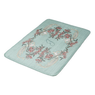 Die Romantik von Seide mit Monogramm Aqua Badematte