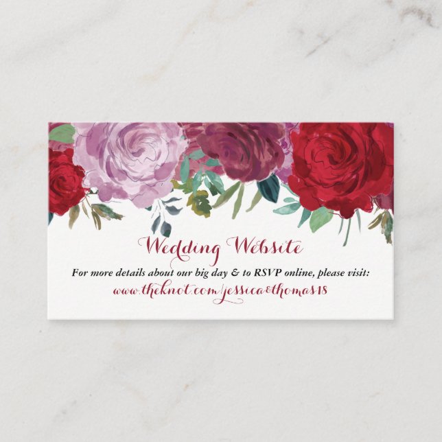 Die romantische Hochzeitskollektion der Blumen Begleitkarte (Vorderseite)
