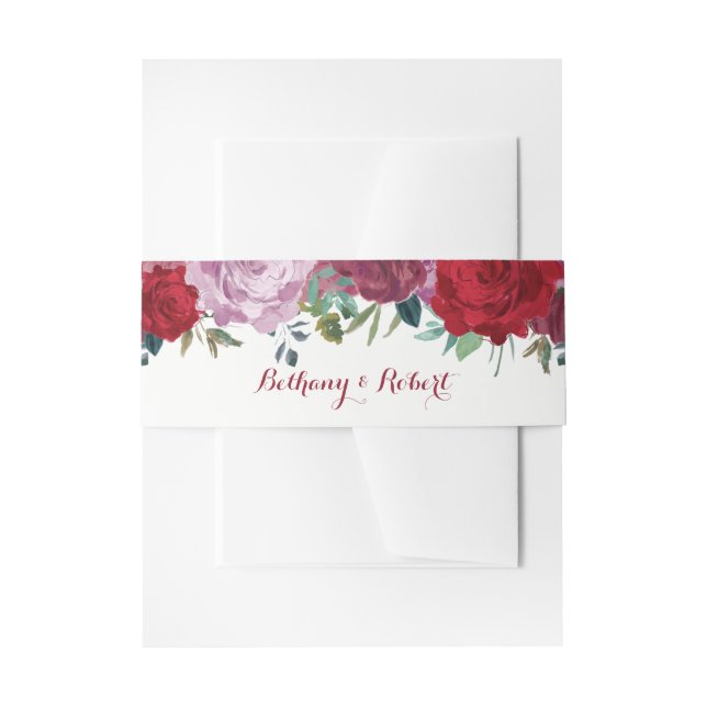 Die romantische Hochzeitskollektion der Blumen Einladungsbanderole (Vorderseite Beispiel)