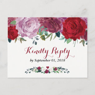 Die romantische Hochzeitskollektion der Blumen Einladungspostkarte