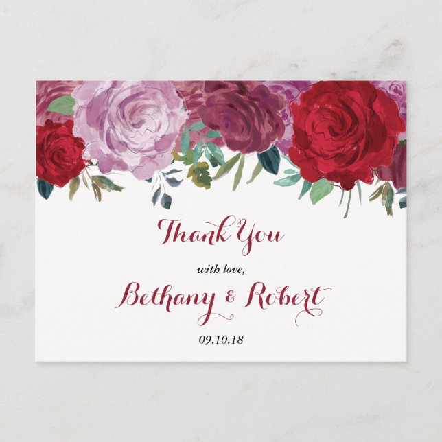 Die romantische Hochzeitskollektion der Blumen Postkarte (Vorderseite)