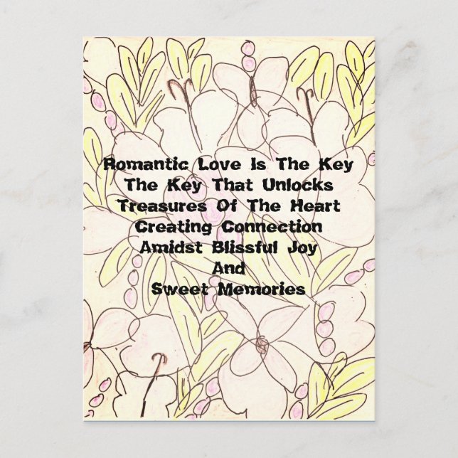Die romantische Liebe ist der Schlüssel Postkarte (Vorderseite)