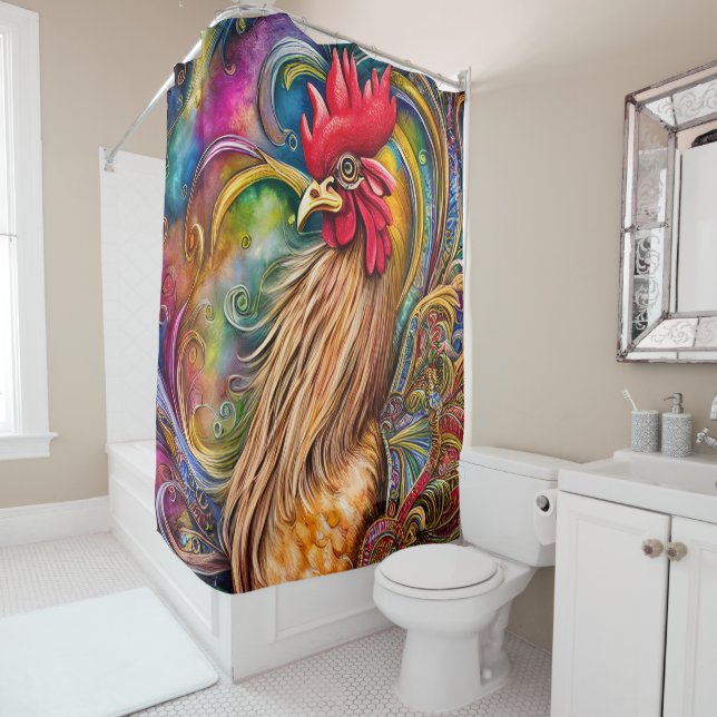 Die Rooster: Eine Schönheit zu sehen Duschvorhang (Beispiel)