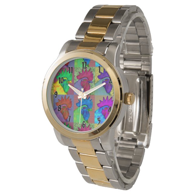Die Rooster sind wild geworden! Armbanduhr (Schrägansicht)