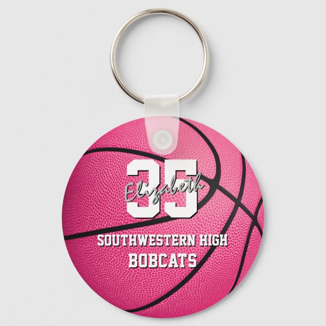 Die rosa Basketballmannschaft der Girl Schlüsselanhänger (Vorderseite)