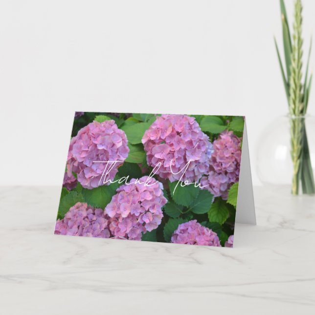 Die rosa Hortensie Hydrangea Blumen Dankeskarte (Vorderseite)
