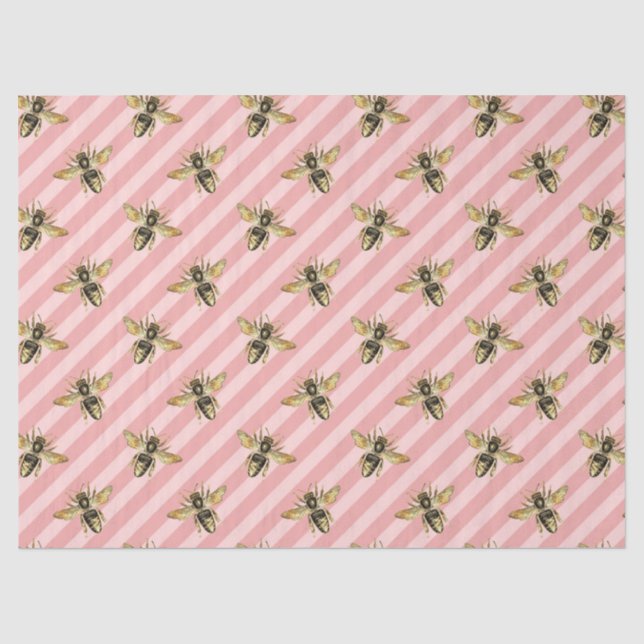 Die rosa und goldene Bienenreihe Design 12 Seidenpapier (Vorderseite)