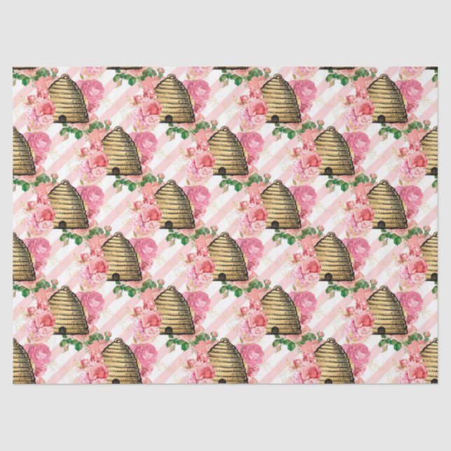 Die rosa und goldene Bienenreihe Design 15 Gewebep Seidenpapier (Vorderseite)