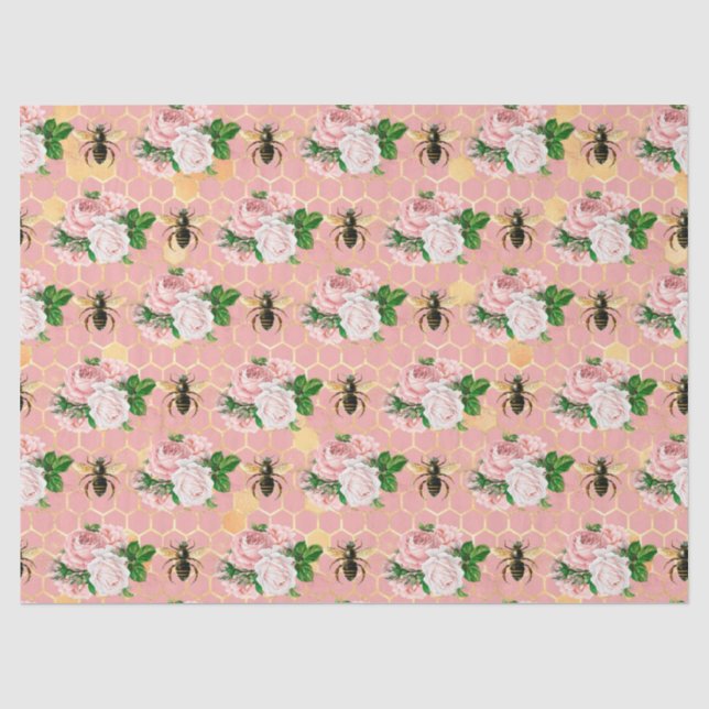 Die rosa und goldene Bienenreihe - Design 18 Seidenpapier (Vorderseite)