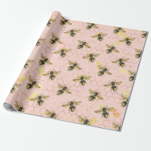 Die rosa und goldene Bienenreihe - Design 1