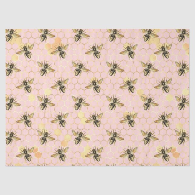Die rosa und goldene Bienenreihe - Design 1 Seidenpapier (Vorderseite)
