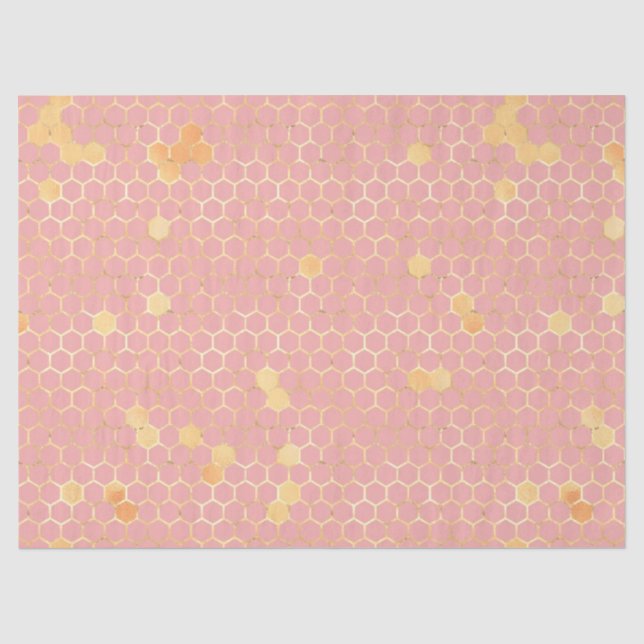 Die rosa und goldene Bienenreihe - Design 2 Seidenpapier (Vorderseite)