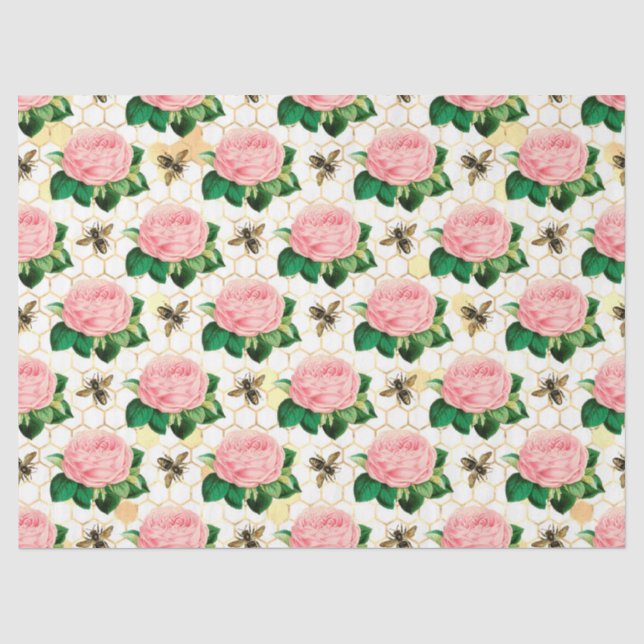 Die rosa und goldene Bienenreihe - Design 4 Seidenpapier (Vorderseite)