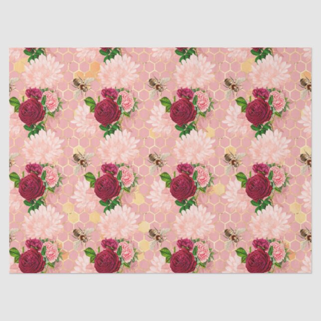 Die rosa und goldene Bienenreihe - Design 7 Seidenpapier (Vorderseite)