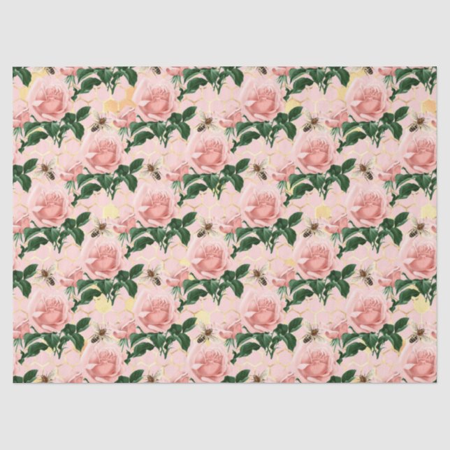 Die rosa und goldene Bienenreihe - Design 8 Seidenpapier (Vorderseite)