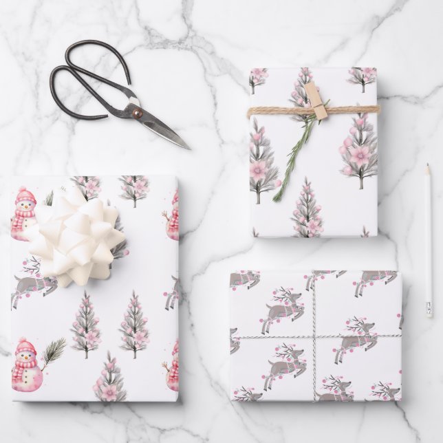 Die rosa Weihnachtskollektion1 Geschenkpapier Set (Vorderseite)