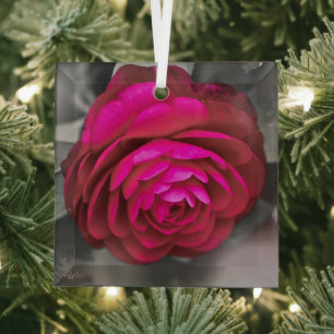Die rosafarbene Kamelie Ornament Aus Glas
