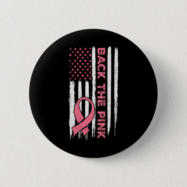 Die rosafarbene schwarze Flagge - Brustkrebs A Button (Vorderseite)