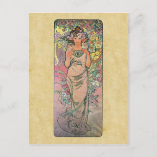 Die Rose by Alfons Mucha 1898 Postkarte