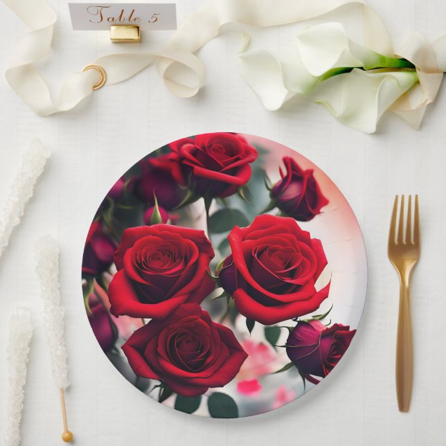 "Die Rose des Scharlachrots blüht: Ein Bouquet der Pappteller (Hochzeit)