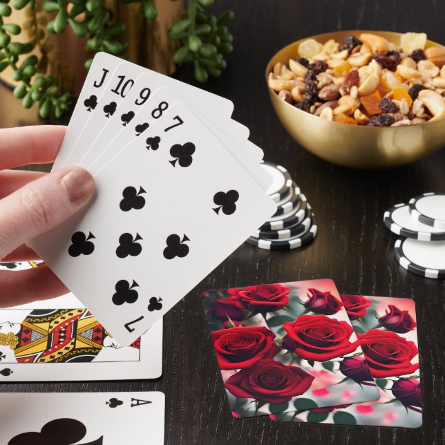 "Die Rose des Scharlachrots blüht: Ein Bouquet der Spielkarten (In Situ)