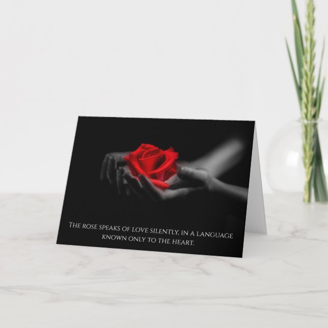 Die Rose spricht von Liebe in der Herzromantik Karte (Vorderseite)
