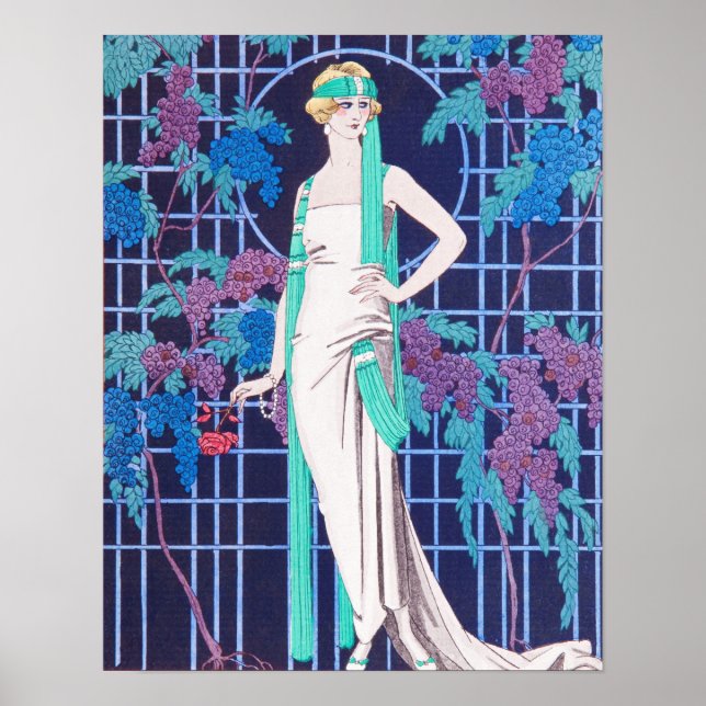 Die Rose und das Night Art Deco Poster (Vorne)