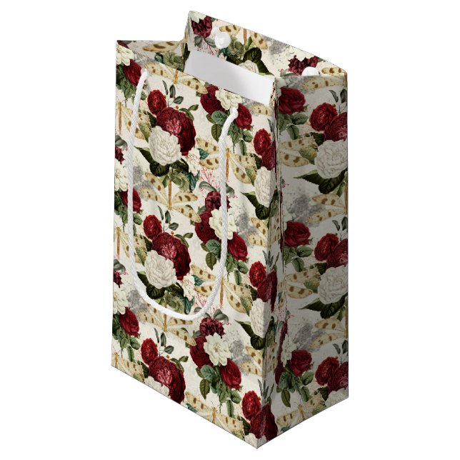 Die Rose- und Dragonfly-Serie (Design 10) Kleine Geschenktüte (Vorderseite Schrägansicht)