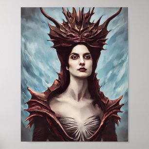 Die rote Hexe der Berge Fantasy-Kunst Poster