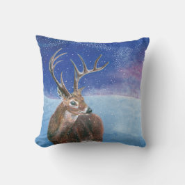 Die Rote Hirsche im Winter Kissen