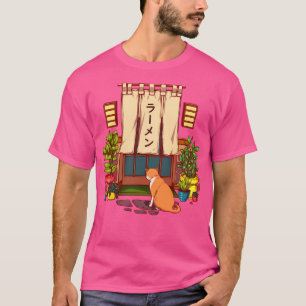 Die Rote Katze und der japanische Ramen Shop T-Shirt
